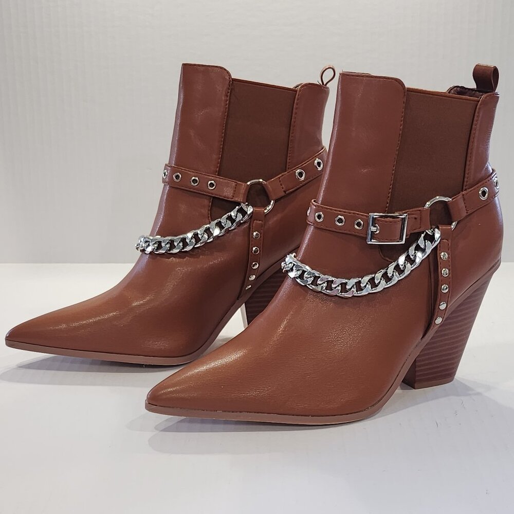 Cape Robbin Dimitri Cowboy Boots Tan Western Cowgirl Ankle Boots With Chunky Blo